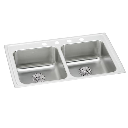 Lustertone Stainless Steel 37 X 22 X 6-1/2 Equal Double Bowl Top Mount Ada Sink With Perfect Drain